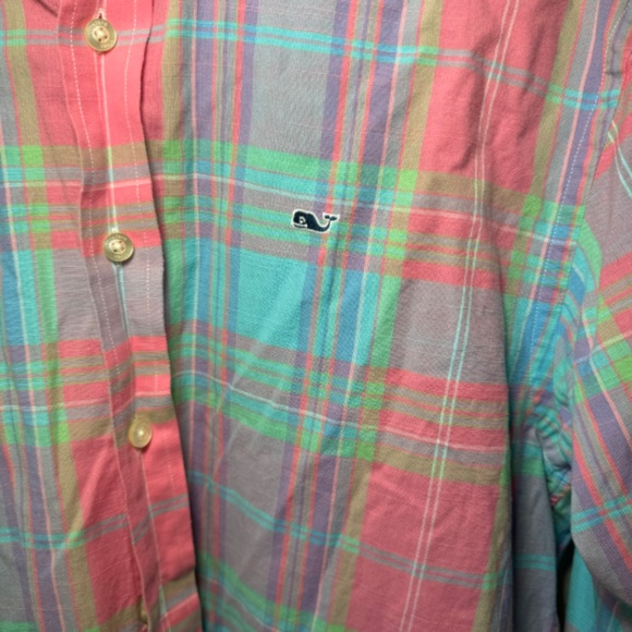 Vineyard Vines Shirt Men's SM Multicolor Plaid Woven Whale Preppy Long Sleeve - Picture 4 of 5